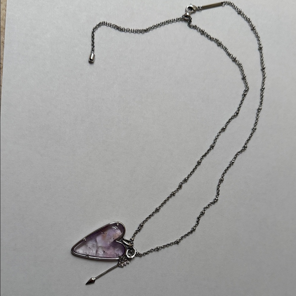 Kendra Scott Silver Heart with Arrow pendant in Amethyst - Picture 6 of 6